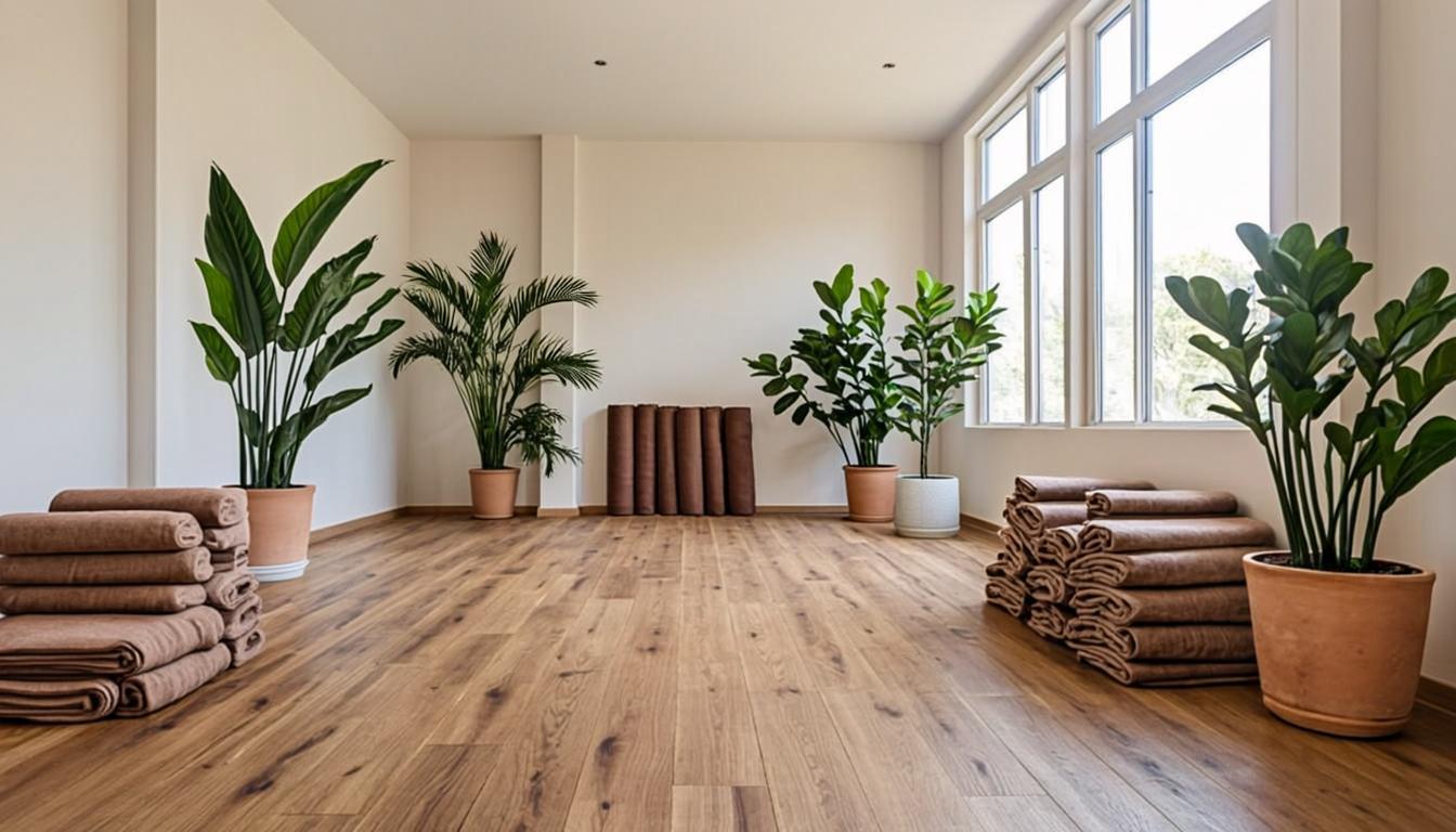 Interior del estudio de yoga en Bocagrande con luz natural